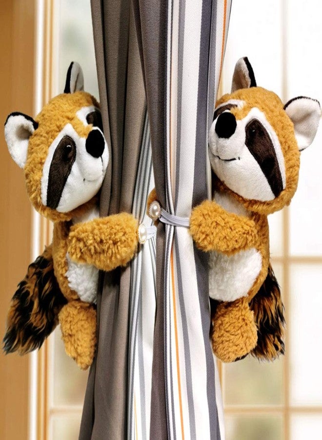 Cciphy 1 Pair Cartoon Curtain Tiebacks Raccoon Window Curtain Hook Curtain Clips Buckle Cute Animal Tieback Buckle Hook Fastener for Living Room Bedroom Curtain (Raccoons C) - Image 3